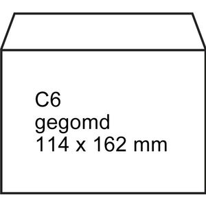 123inkt dienst envelop wit 114 x 162 mm - C6 gegomd (500 stuks)