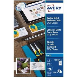 Avery Zweckform C32028-10 visitekaarten glanzend wit 85 x 54 mm (80 stuks)
