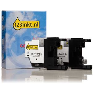 123inkt huismerk vervangt Brother LC-1240BKBP2 dubbelpak zwart