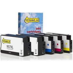 123inkt huismerk vervangt HP 957XL + 953XL multipack 2x zwart + 3 kleuren