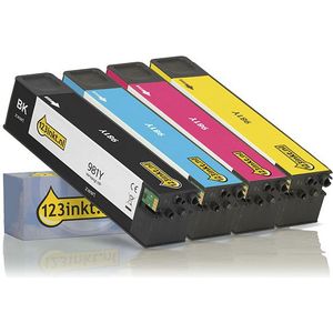 Inktcartridge 123inkt huismerk vervangt HP 981Y multipack zwart/cyaan/magenta/geel