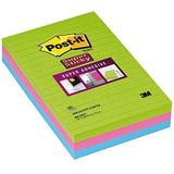 3M Post-it super sticky notes gelijnd kleuren 102 x 152 mm (3 pack)