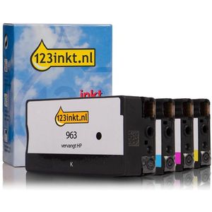 Inktcartridge 123inkt huismerk vervangt HP 963 multipack zwart/cyaan/magenta/geel