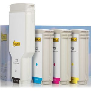 123inkt huismerk vervangt HP 728 multipack mat zwart + 3 kleuren hoge capaciteit