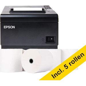 Epson TM-T70II bonprinter bundel met 123inkt kassarol 80x80x12 thermo wit (5 stuks)