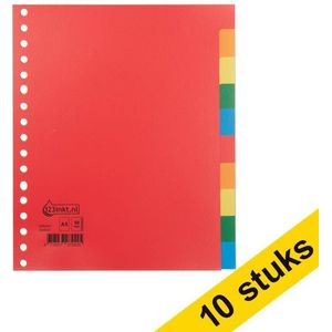 Aanbieding: 10x 123inkt plastic tabbladen A5 gekleurd met 10 tabs (17-gaats)