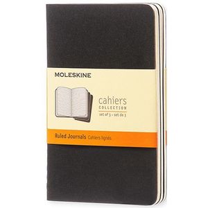 Moleskine pocket gelinieerd schrift zwart (3 stuks)