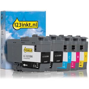 Aanbieding: 123inkt huismerk vervangt Brother LC-3233 2x zwart + 3 kleuren