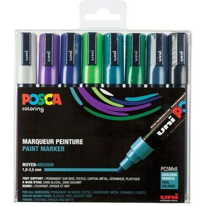 POSCA PC-5M verfmarkerset koud (1,8 - 2,5 mm rond) 8 stuks