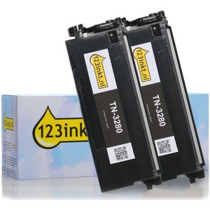 123inkt huismerk vervangt Brother TN-3280 toner zwart hoge capaciteit dubbelpak