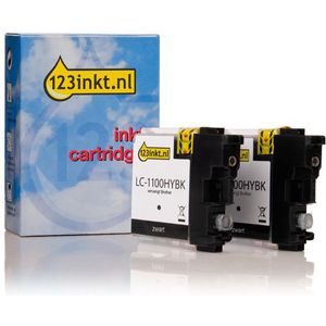 123inkt huismerk vervangt Brother LC-1100HYBKBP2 dubbelpak zwart