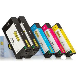 123inkt huismerk vervangt HP 991A multipack 2x zwart + 3 kleuren