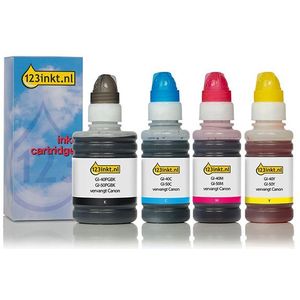 Canon GI-40 aanbieding zwart + 3 kleuren Inktcartridge (123inkt huismerk)