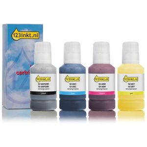 Canon GI-56 aanbieding zwart + 3 kleuren Inktcartridge (123inkt huismerk)