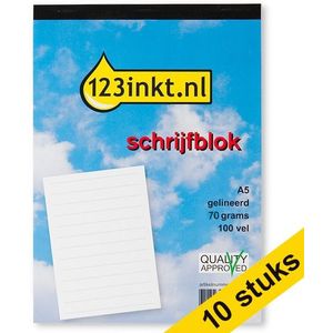 Aanbieding: 10x 123inkt schrijfblok A5 gelinieerd 70 grams 100 vel