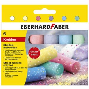 Eberhard Faber rond stoepkrijt gekleurd met glitters (6 stuks)