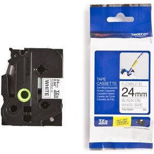 Brother TZe-FX251 Flexi ID tape zwart op wit 24 mm (origineel)
