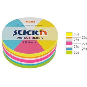 Stick'n Die-Cut notes cirkel neonmix 61 x 70 mm (250 vel)