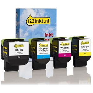 Toner Lexmark aanbieding: 70C2XK0, C0, M0, Y0 zwart + 3 kleuren (123inkt huismerk)