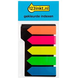 123inkt gekleurde index pijlen 45 x 12 mm (5 x 25 tabs)