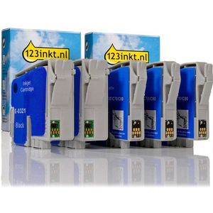 Epson aanbieding T032-serie 2x zwart + 3 kleuren Inktcartridge (123inkt huismerk)
