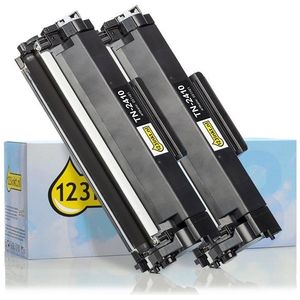 123inkt huismerk vervangt Brother TN-2410 toner zwart dubbelpak