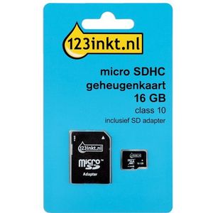 123inkt Micro SDHC geheugenkaart class 10 inclusief SD adapter - 16GB