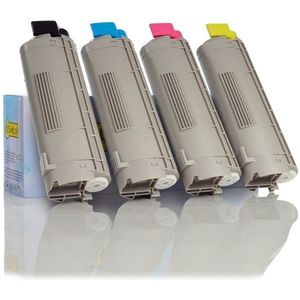 Toner OKI aanbieding: 43324424, 23, 22, 21 zwart + 3 kleuren (123inkt huismerk)