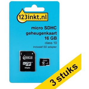 Aanbieding: 3x 123inkt Micro SDHC geheugenkaart class 10 inclusief SD adapter - 32GB