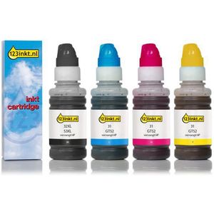123inkt huismerk vervangt HP GT52/53XL multipack zwart/cyaan/magenta/geel