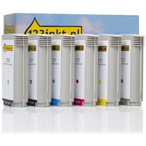 123inkt huismerk vervangt HP 727 multipack 2x zwart + 4 kleuren