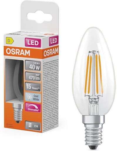 OSRAM - LED lamp Superstar B40 - Dimbare Kaarsvorm - Helder - 4000 K - 3,4 W - E14 - 470 lm - 15.000 uur