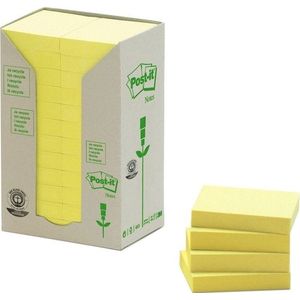 3M Post-it gerecyclede notes toren geel 38 x 51 mm (24 pack)