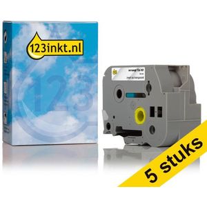 Aanbieding: 123inkt huismerk vervangt 5x Brother TZe-161 tape zwart op transparant 36 mm