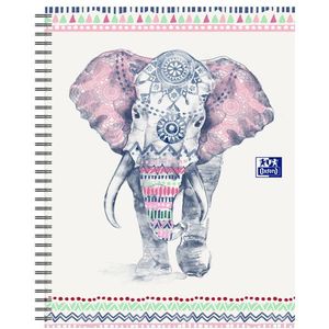 Oxford Boho Chic olifant collegeblok A4+ geruit 90 grams 60 vel (4-gaats)