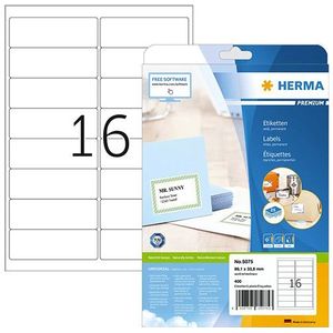 Herma Premium 5075 permanent hechtende adresetiketten 99,1 x 33,8 mm wit (400 etiketten)