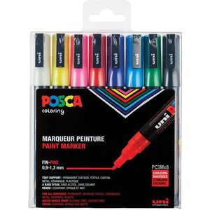 POSCA PC-3M verfmarkerset (0,9 - 1,3 mm rond) 8 stuks