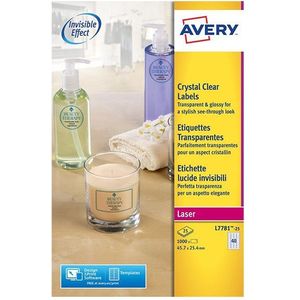 Avery Zweckform L7781-25 crystal clear etiketten 45,7 x 25,4 mm (1000 etiketten)