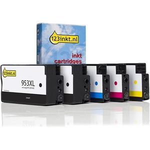 123inkt huismerk vervangt HP 953XL multipack 2x zwart + 3 kleuren