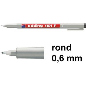 Edding 151F non-permanent marker zwart (0,6 mm rond)