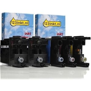 Aanbieding: 123inkt huismerk vervangt Brother LC-1280XL 2x zwart + 3 kleuren