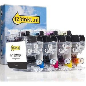 Aanbieding: 123inkt huismerk vervangt Brother LC-3211 zwart + 3 kleuren