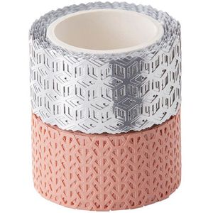 Folia washi tape roze/zilver (2 stuks)