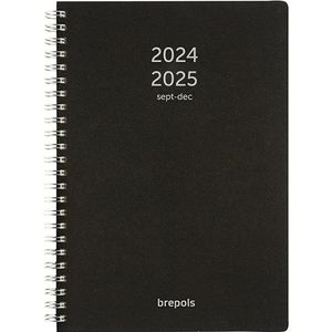 Brepols Polyprop 16 maanden agenda met weekindeling 2024-2025 zwart (1 week per pagina) 4-talig