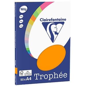 Clairefontaine gekleurd papier fel oranje 160 grams A4 (50 vel)