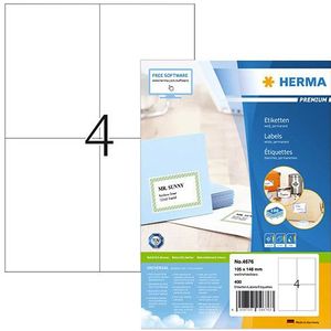 Herma Premium 4676 permanent hechtend etiketten 105 x 148 mm wit (400 etiketten)