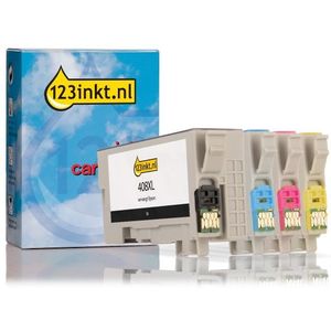 Inktcartridge Epson aanbieding: 408XL-serie zwart + 3 kleuren (123inkt huismerk)