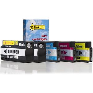 123inkt huismerk vervangt HP 950XL/951XL multipack 2x zwart + 3 kleuren