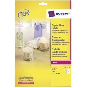 Avery Zweckform L7782-25 crystal clear etiketten 63,5 x 38,1 mm (525 etiketten)