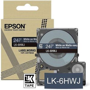 Epson LK-6HWJ matte tape wit op marineblauw 24 mm (origineel)